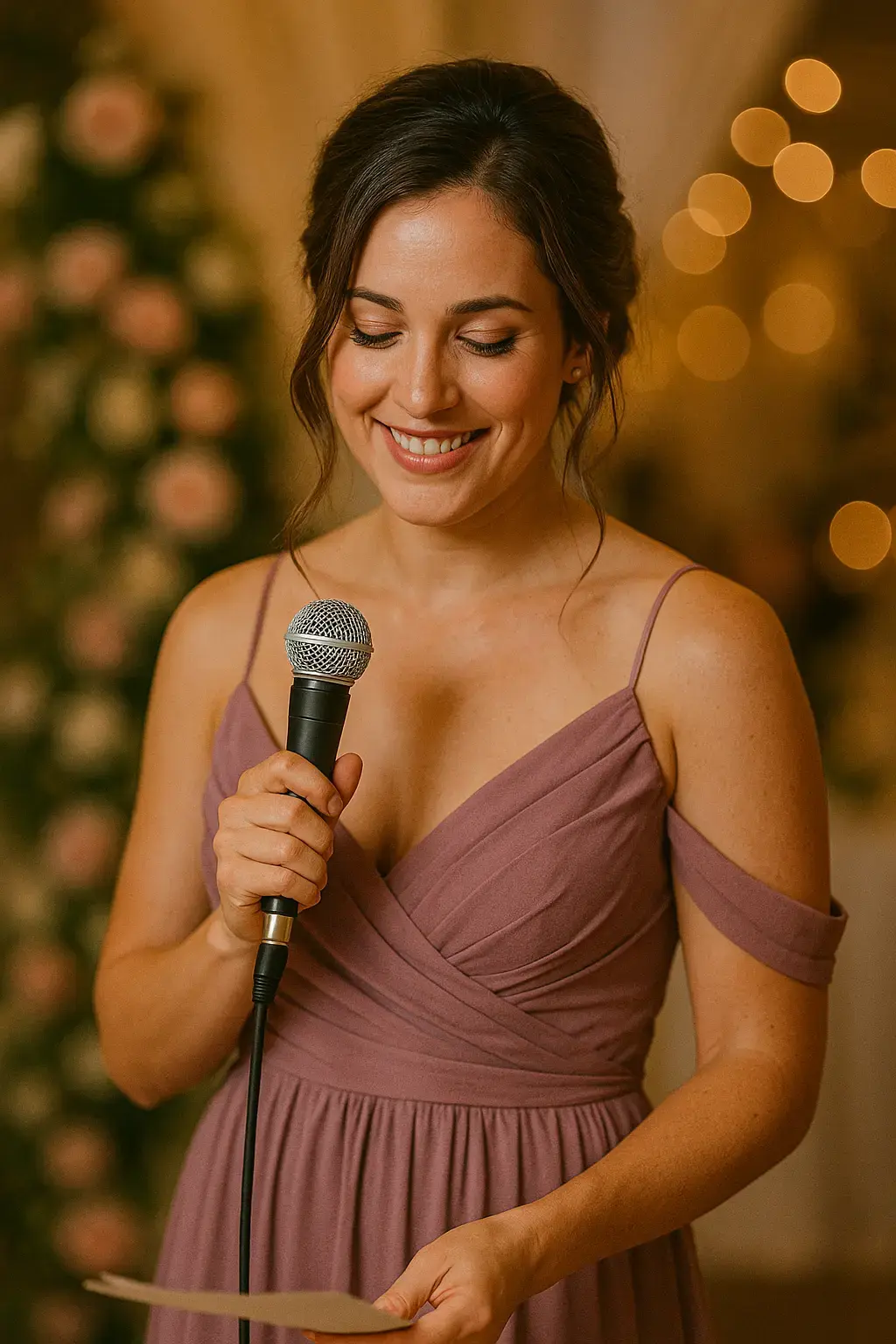 Maid of honor giving a wedding speech