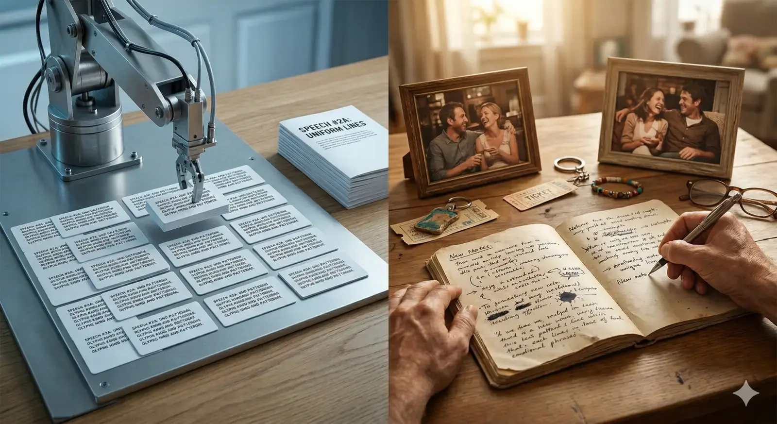 Comparison of generic vs personal AI-generated wedding speech