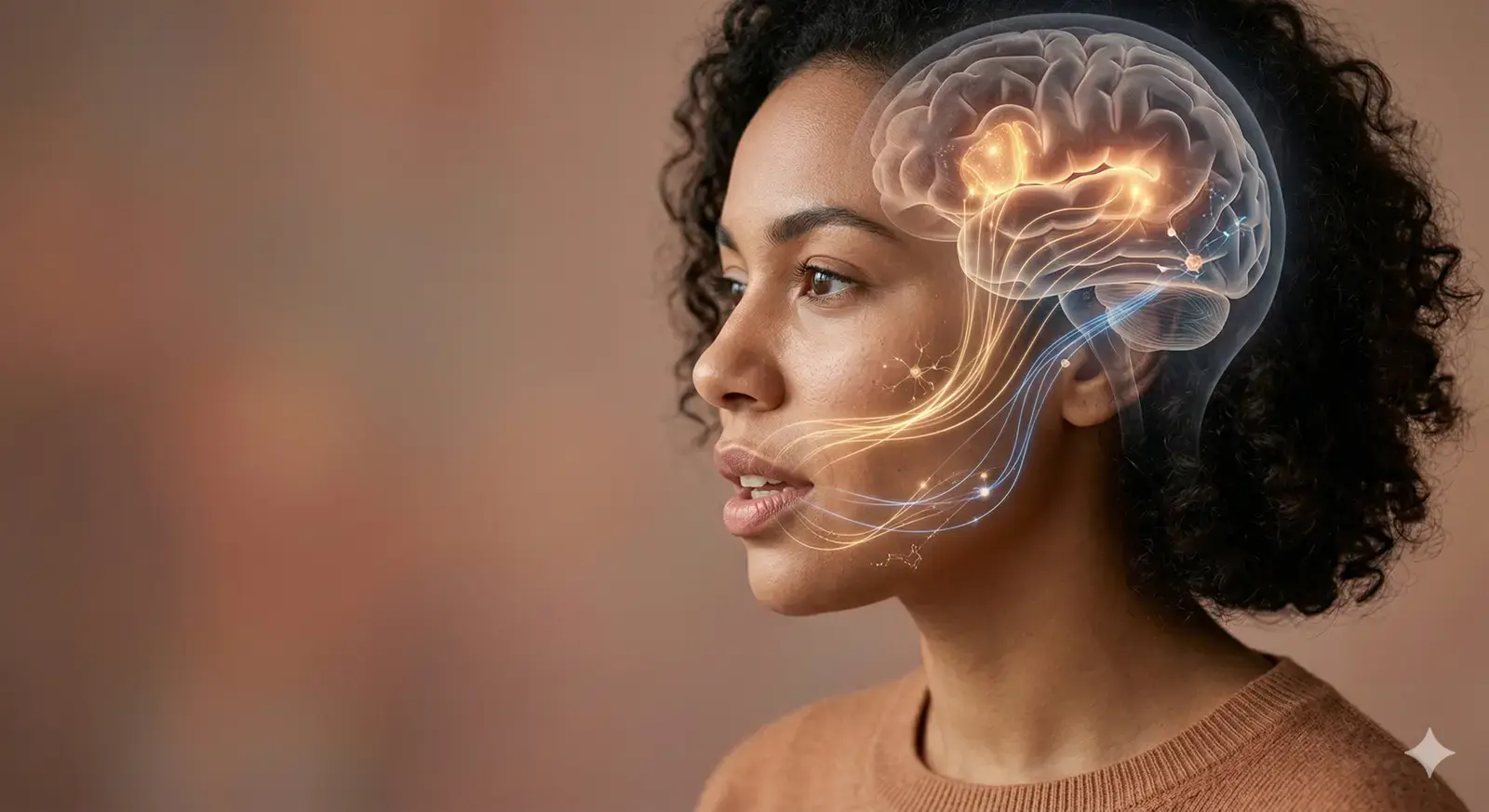 Brain illustration showing speech and language pathways