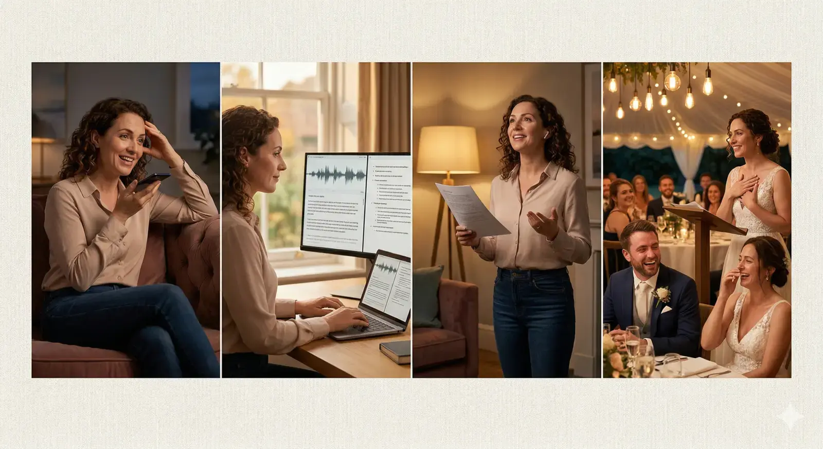 Phone recording a voice note that becomes a wedding speech